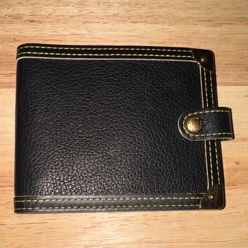 Louis Vuitton suhali black hair leather note pad card holder wallet case